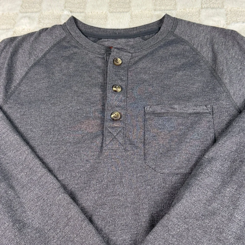 The North Face Mens Gray Heather Long Sleeve Henley Pocket Shirt Small
